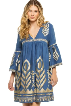 Greek Archaic Kori Sundresses-Embroidered Metallic Mini Dress