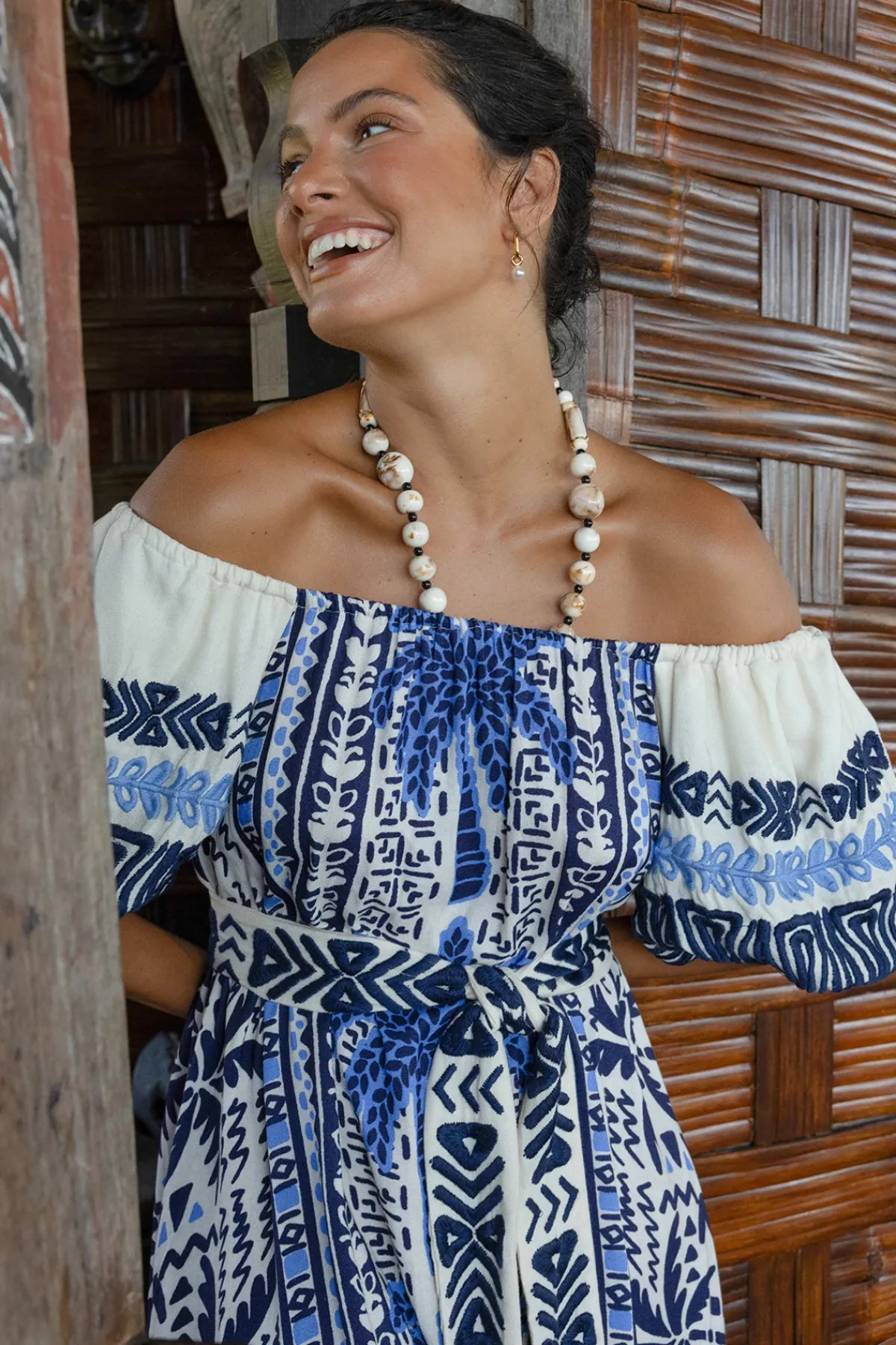 Miss June Sundresses-Embroidered Palm Maxi Dress