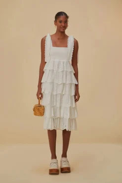 Farm Rio Sundresses-Embroidered Ruffle Midi Dress