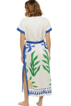 Greek Archaic Kori Sundresses-Embroidered V-Neck Midi Dress