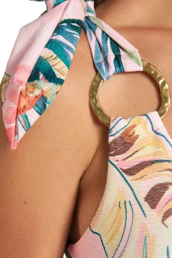 Cosita Linda Asymmetrical|High Leg-Exotic Leaves Asymmetrical One Piece Swimsuit