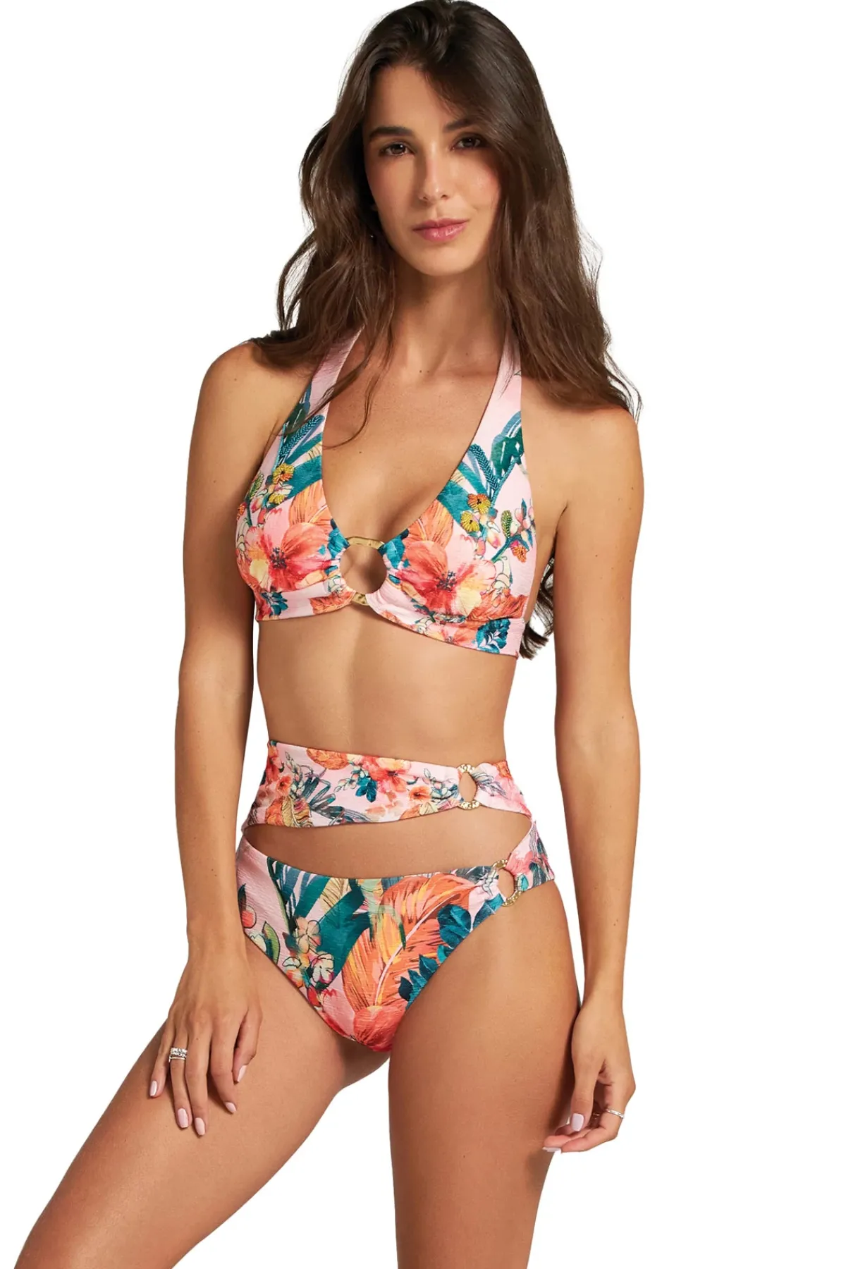 Cosita Linda Halter|Bikinis-Exotic Leaves Halter Bikini Top