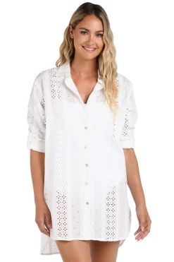 La Blanca Shirt Dresses|Tunics-Eyelet Camp Shirt Dress