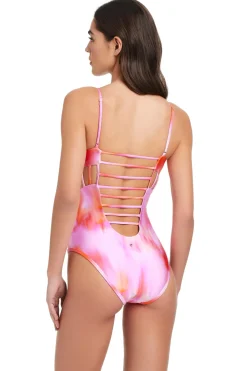Red Carter Monokini / Cut Out|High Leg-Flare One Piece Swimsuit