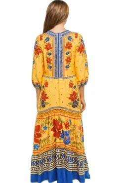 Farm Rio Sundresses-Floral Yard Yellow Maxi Dress