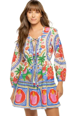 Farm Rio Sundresses-Flowers Beach Mini Dress