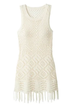 Allison New York Tunics-Fringe Crochet Tunic