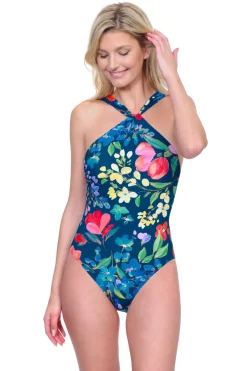 Gottex High Neck|One Pieces-Garden Dream High Neck One Piece Swimsuit