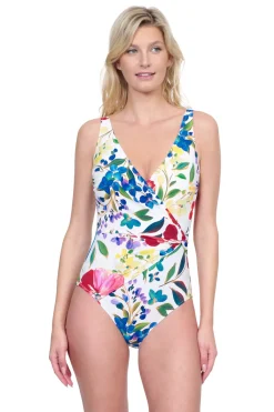 Gottex Tank|One Pieces-Garden Dream V-Neck One Piece Swimsuit