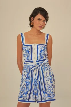 Farm Rio Jumpsuits / Rompers-Garden Tiles Short Romper