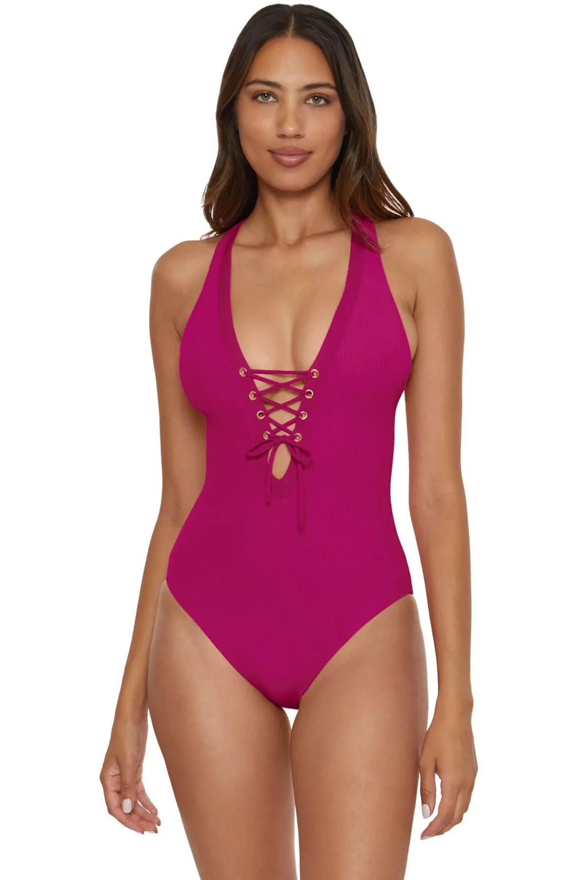Becca by Rebecca Virtue Plunge|One Pieces-Gia Plunge One Piece Swimsuit