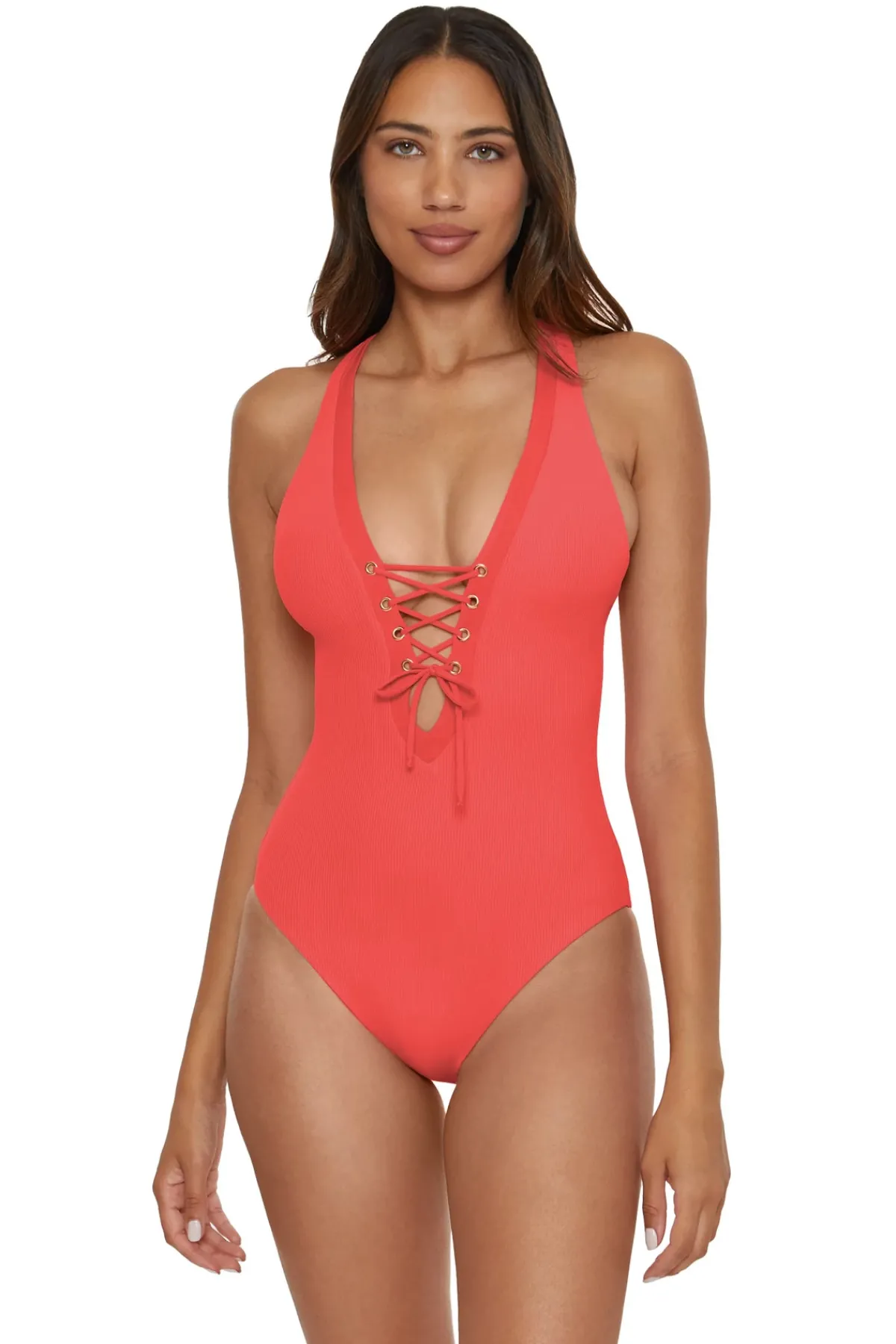 Becca by Rebecca Virtue Plunge|One Pieces-Gia Plunge One Piece Swimsuit