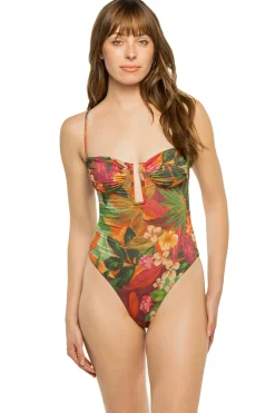 Onia High Leg|Plunge-Giselle Tropical One Piece Swimsuit
