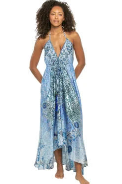 La Moda Sundresses-Hi-Low Halter Maxi Dress