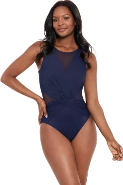 Miraclesuit High Neck|One Pieces-Illusionists Palma Mesh High Neck One Piece Swimsuit