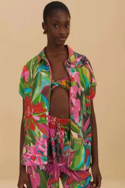 Farm Rio Tops-Jardin De Reve Button Up Shirt