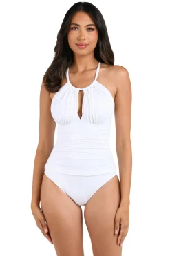 La Blanca High Neck|One Pieces-Keyhole High Neck One Piece Swimsuit