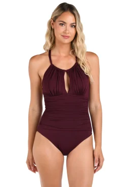 La Blanca High Neck|One Pieces-Keyhole High Neck One Piece Swimsuit