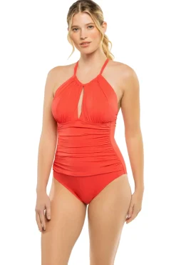 La Blanca High Neck|One Pieces-Keyhole High Neck One Piece Swimsuit