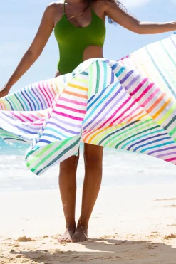 Las Bayadas Towels / Beach Blankets-La Lucia Striped Beach Blanket