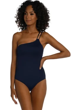 La Blanca Asymmetrical|One Pieces-Lace Up One Shoulder One Piece Swimsuit