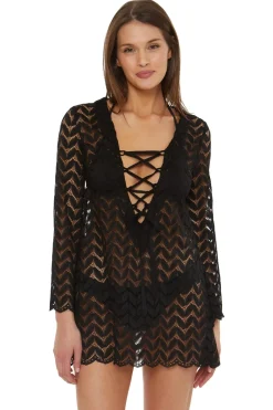 Isabella Rose Tunics-Lace-Up Crochet Tunic