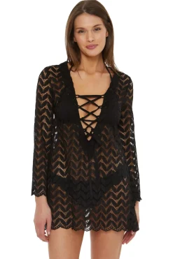 Isabella Rose Tunics-Lace-Up Crochet Tunic