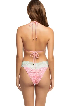 Beach Bunny Triangle|Halter-Lady Lace Sequin Sliding Triangle Bikini Top