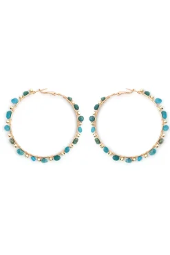 Frill Jewelry-Large Stone Hoop Earrings
