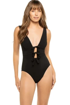 Karla Colletto Plunge|One Pieces-Lenora Plunge One Piece Swimsuit