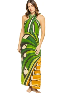 Farm Rio Sundresses-Linen Toucan Tree Midi Dress