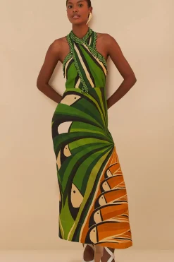 Farm Rio Sundresses-Linen Toucan Tree Midi Dress