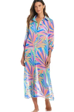 Bleu Rod Beattie Shirt Dresses-Long Chiffon Shirt Dress Cover Up