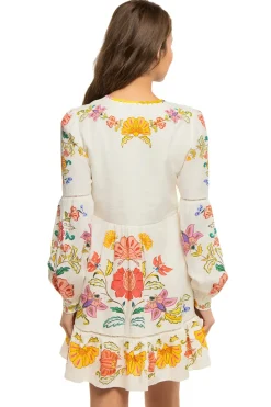 Farm Rio Sundresses-Long Sleeve Floral Mini Dress