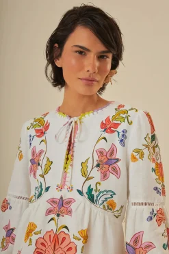 Farm Rio Sundresses-Long Sleeve Floral Mini Dress