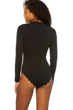 Marysia High Neck|One Pieces-Long Sleeve Scallop One Piece