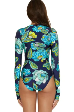 Trina Turk High Neck|One Pieces-Long Sleeve Zip-Up Paddle Suit