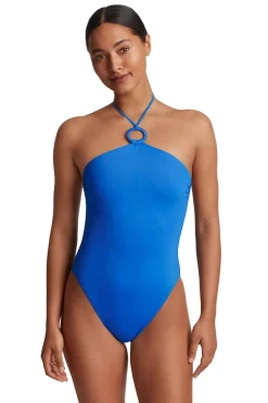 Lauren Ralph Lauren High Leg|Halter-Macrame Ring One Piece Swimsuit