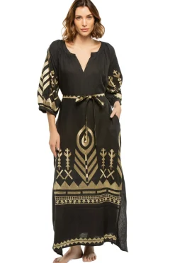 Greek Archaic Kori Sundresses-Metallic Embroidered Maxi Dress