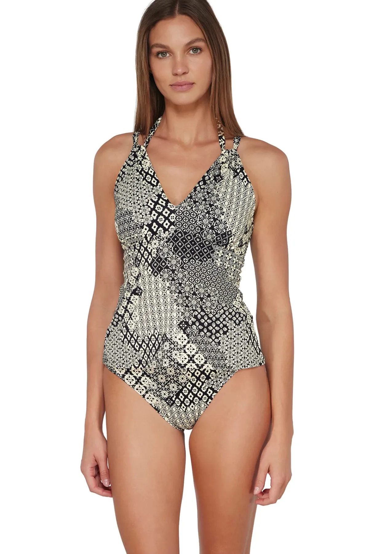 Sunsets High Neck|Tank-Mia High Neck X-Back Tankini Top