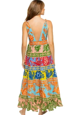 Farm Rio Sundresses-Mixed Lace Garden Midi Dress