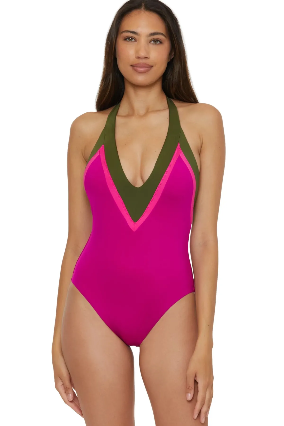 Trina Turk Halter|Plunge-Monaco Halter One Piece Swimsuit