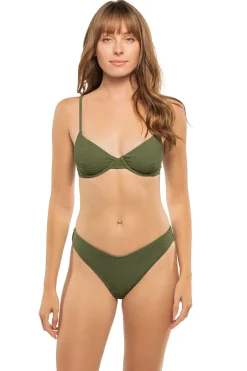 Montce Swim Bikinis-Olive Scrunch Dainty Bikini Top
