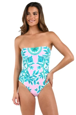 La Blanca Bandeau|One Pieces-Opulent Palm Bandeau One Piece Swimsuit