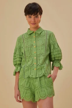 Farm Rio Bottoms-Pineapple Eyelet Shorts