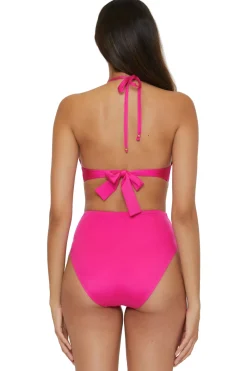 Trina Turk Triangle|Halter-Pleated Halter Bikini Top