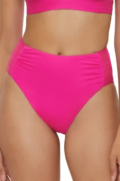 Trina Turk High Leg|High Waist-Pleated High Waist Bikini Bottom