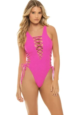 Luli Fama Plunge|One Pieces-Plunge Wide Strap One Piece Swimsuit