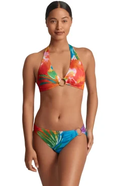 Lauren Ralph Lauren Triangle|Halter-Rattan Ring Halter Bikini Top