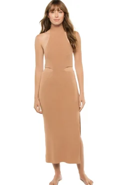 Stillwater Sundresses-Rib Halter Cut Away Midi Dress